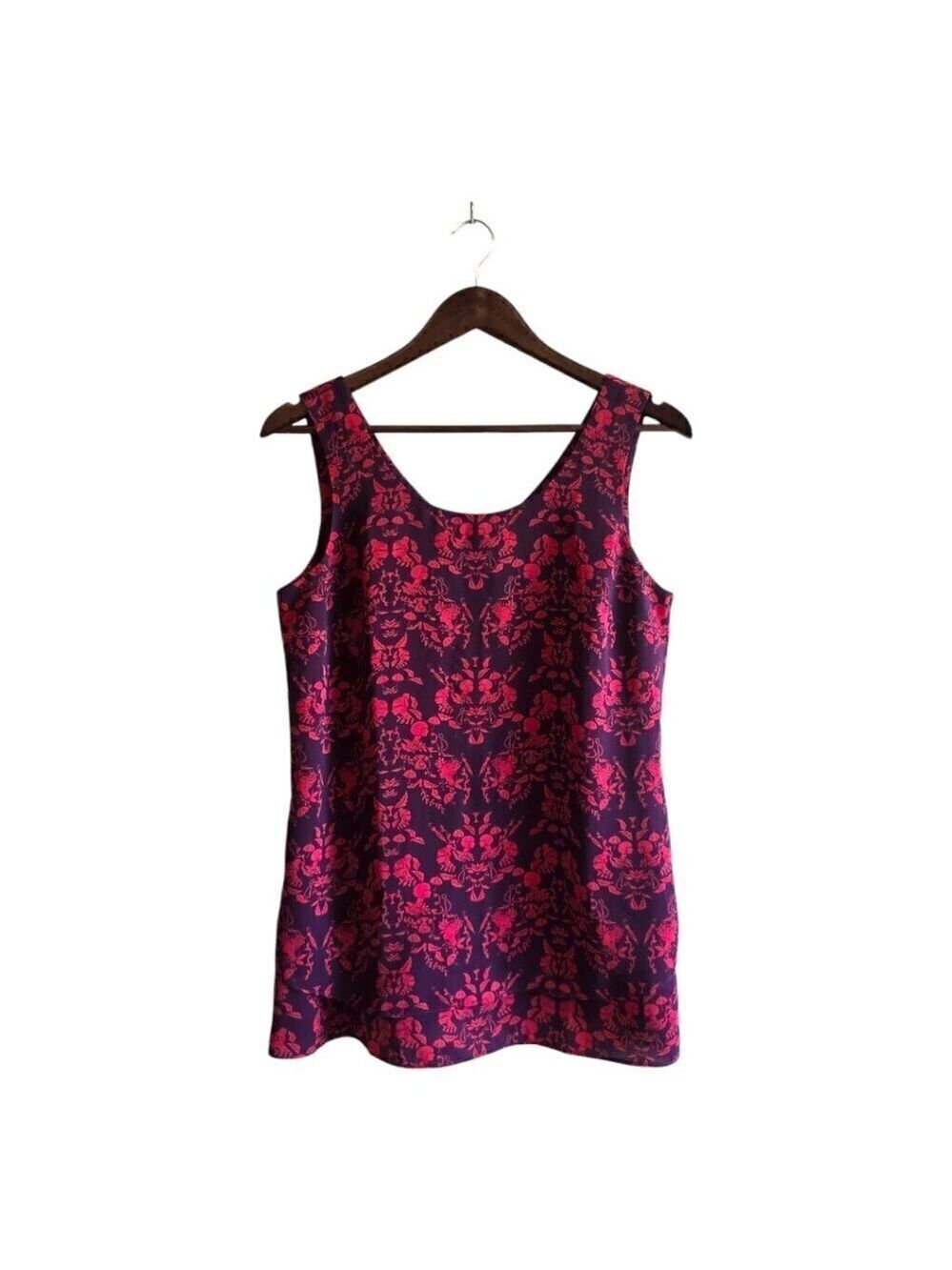 Cabi Cameo Floral Double Layer Split Back Tank Top Sz S